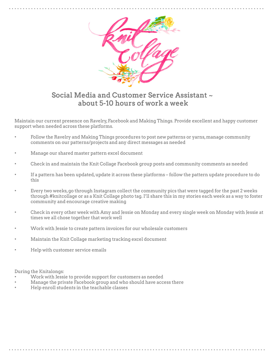 Part time help needed!