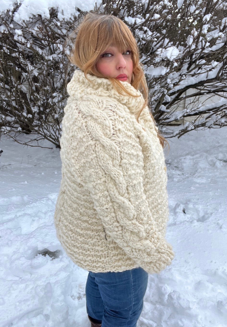 Knit Collage Snowcap Cable Cardi Pattern