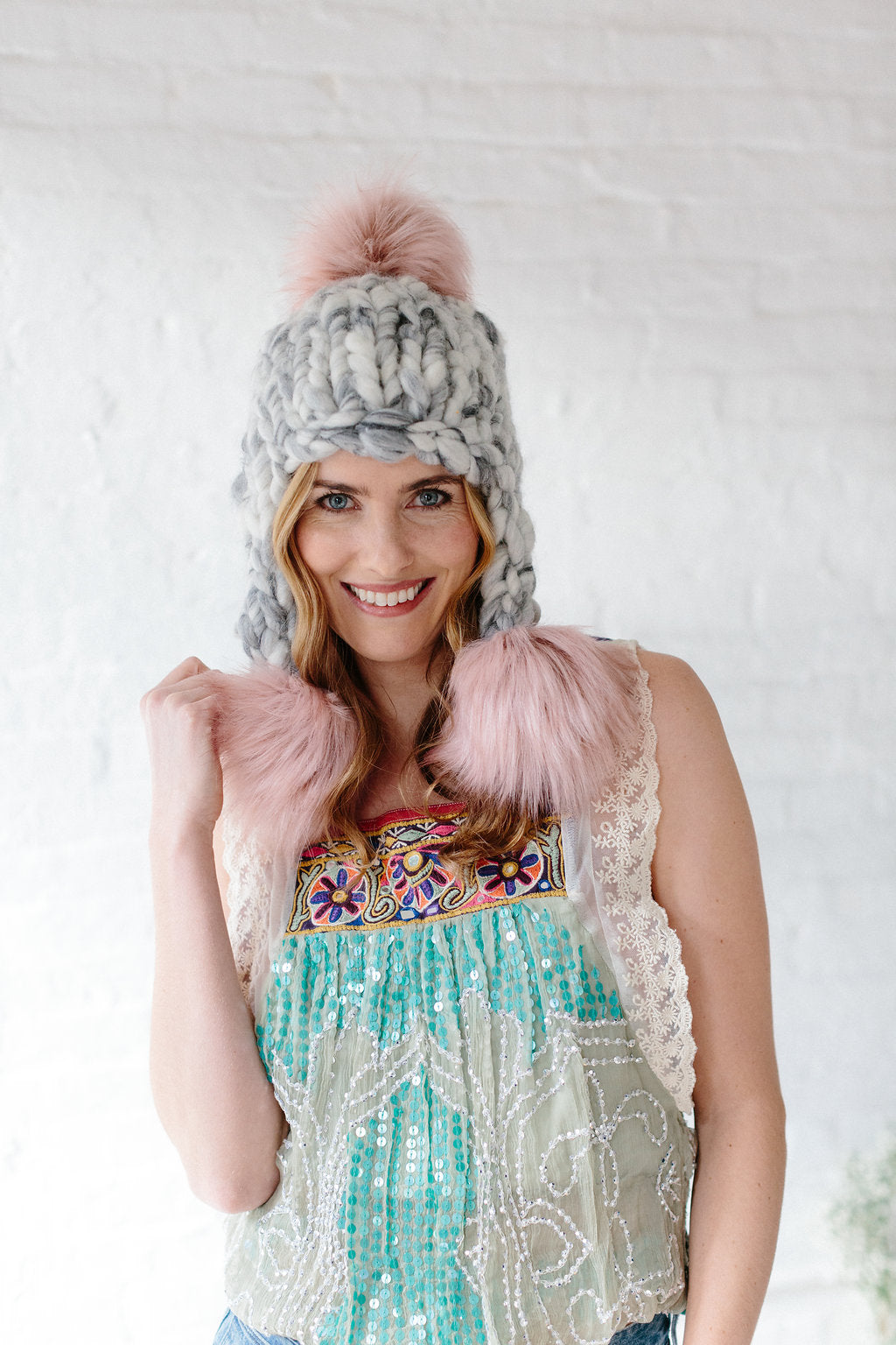 Knit Collage Pom Bomb Hat Knitting Pattern
