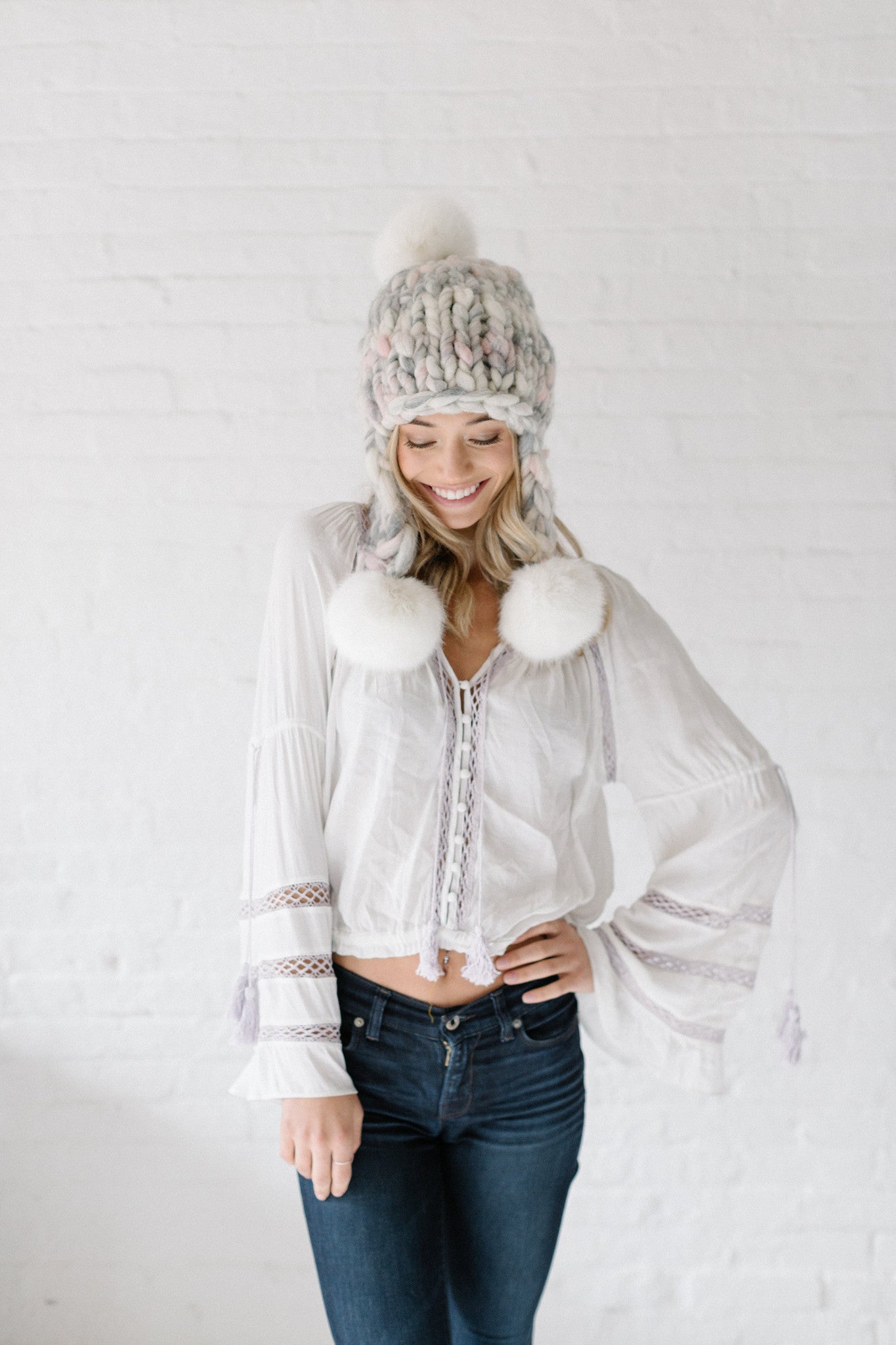 Knit Collage Pom Bomb Hat Knitting Pattern