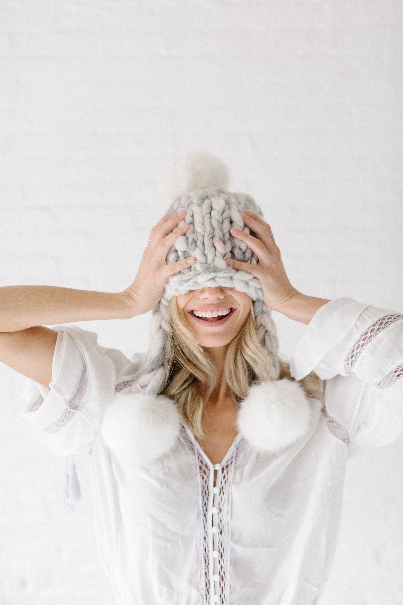 Knit Collage Pom Bomb Hat Knitting Pattern