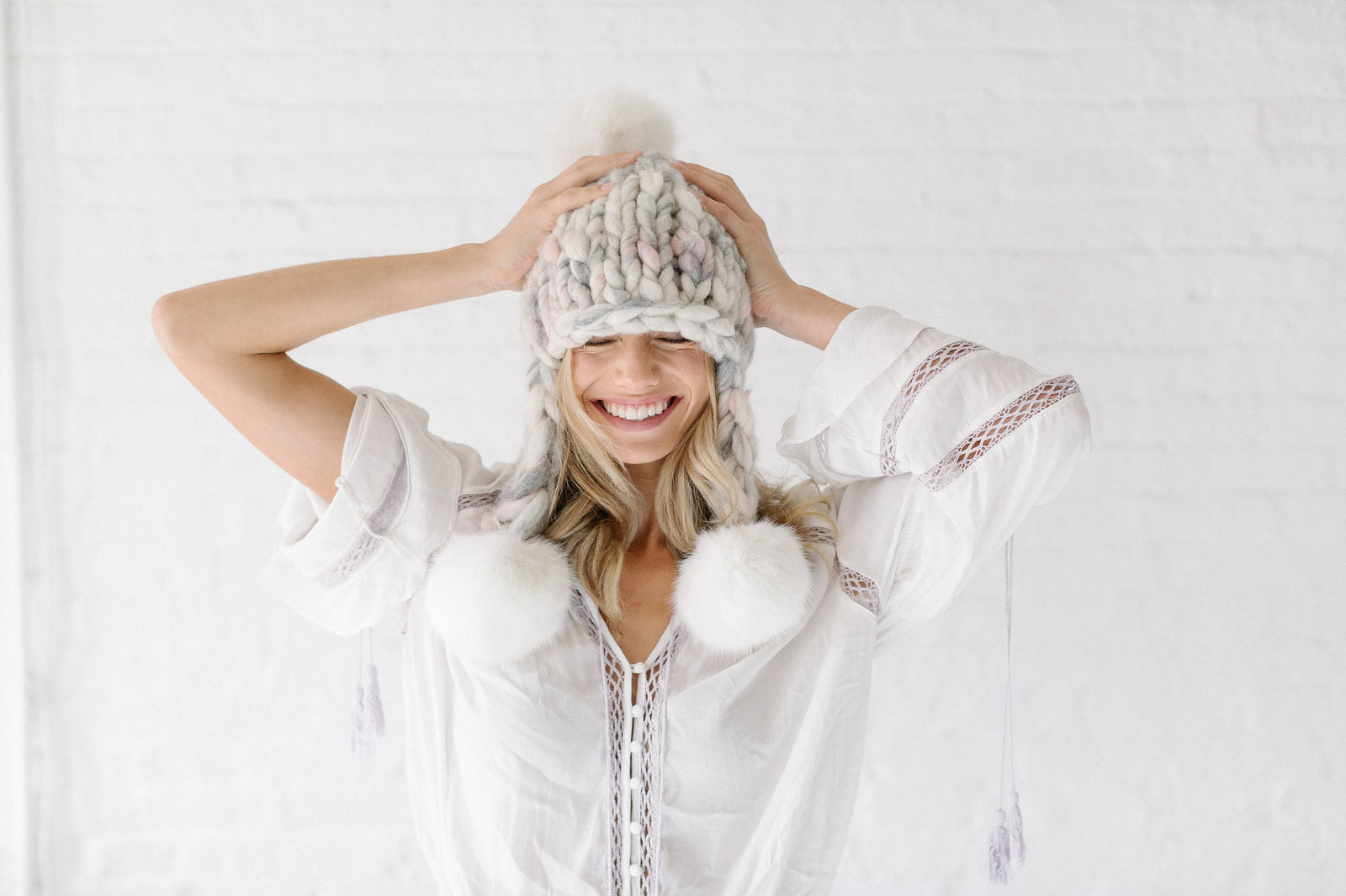 Knit Collage Pom Bomb Hat Knitting Pattern