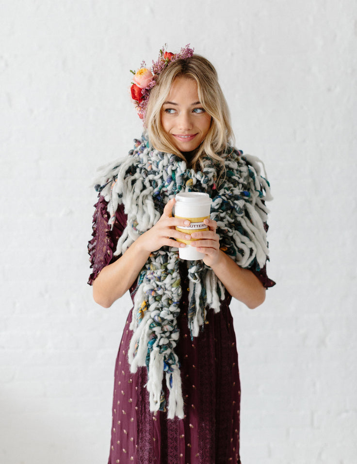Wild Cat Fringe Scarf Pattern by Knit Collage, simple chunky knit scarf for bulky yarns