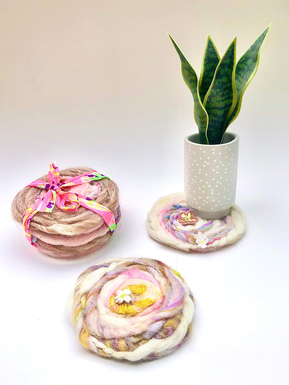 Swirly Felted Coasters Pattern
