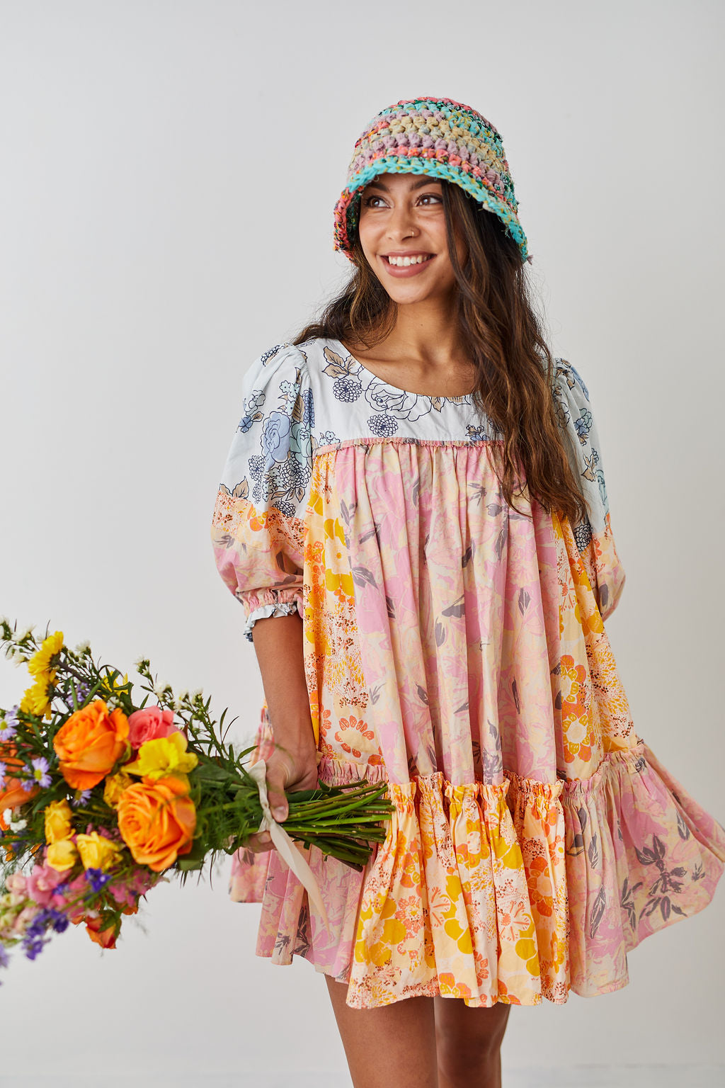 Knit Collage Wildflower Bouquet Bucket Hat Pattern