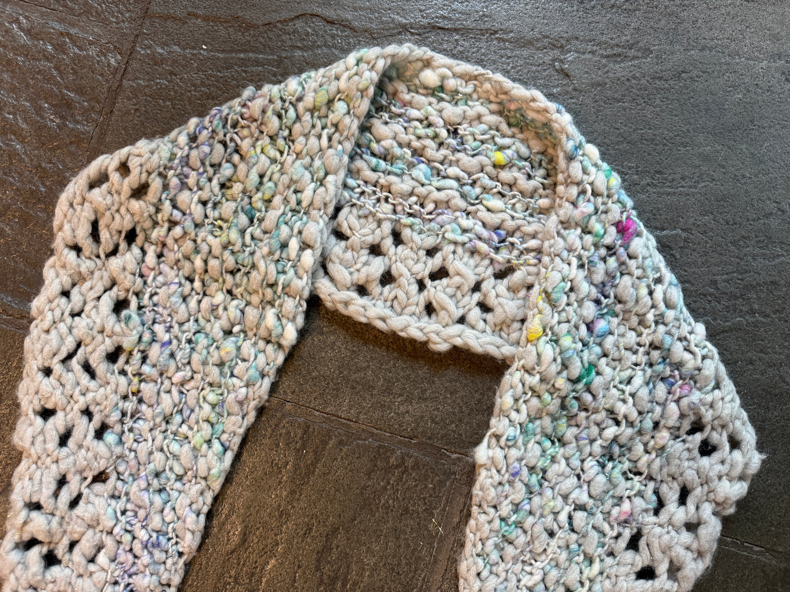 Amulet Shawl ~ Fog Heather / Chasing Rainbows Sample 52