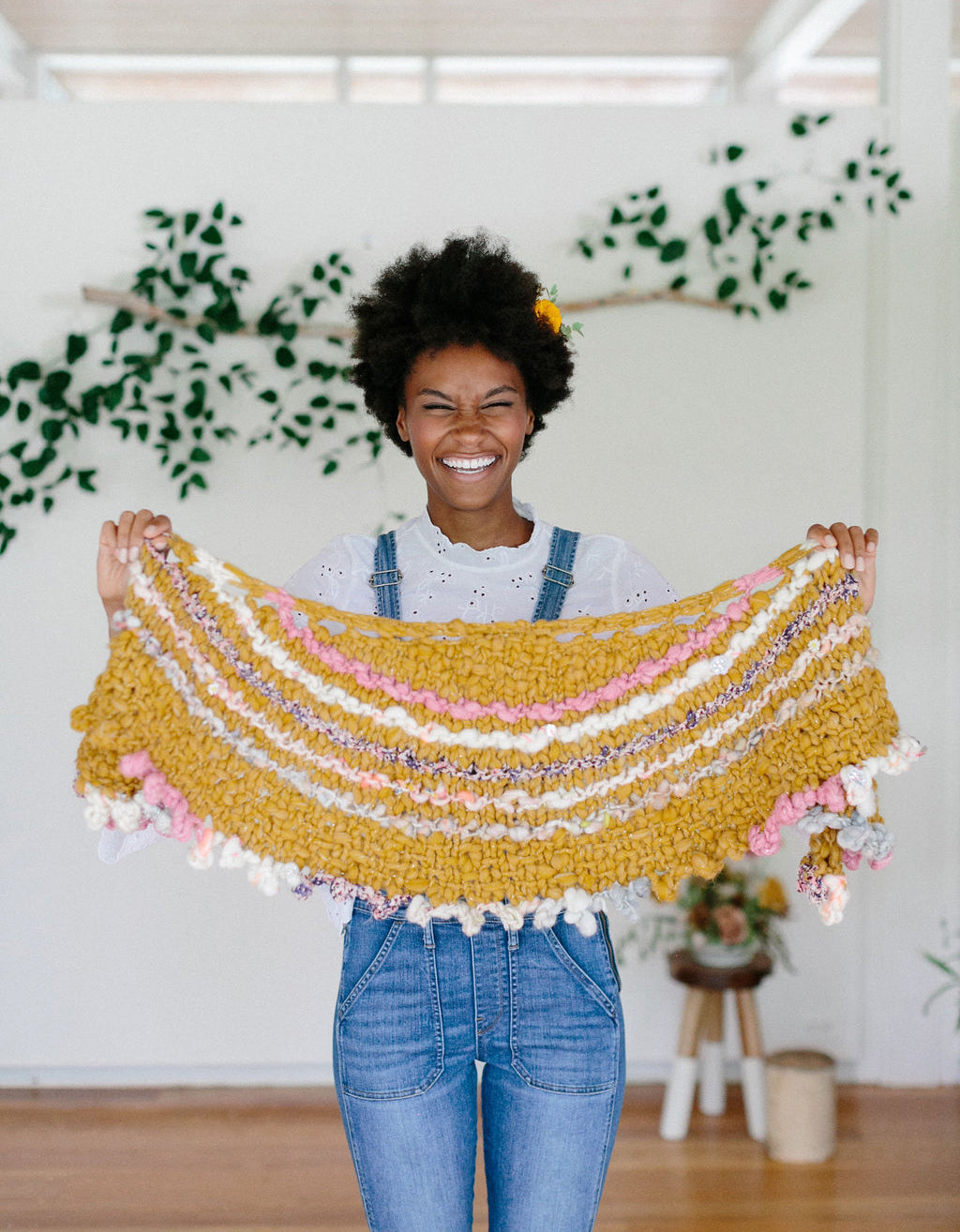 Knit Collage Bonfire Crescent Shawl Pattern