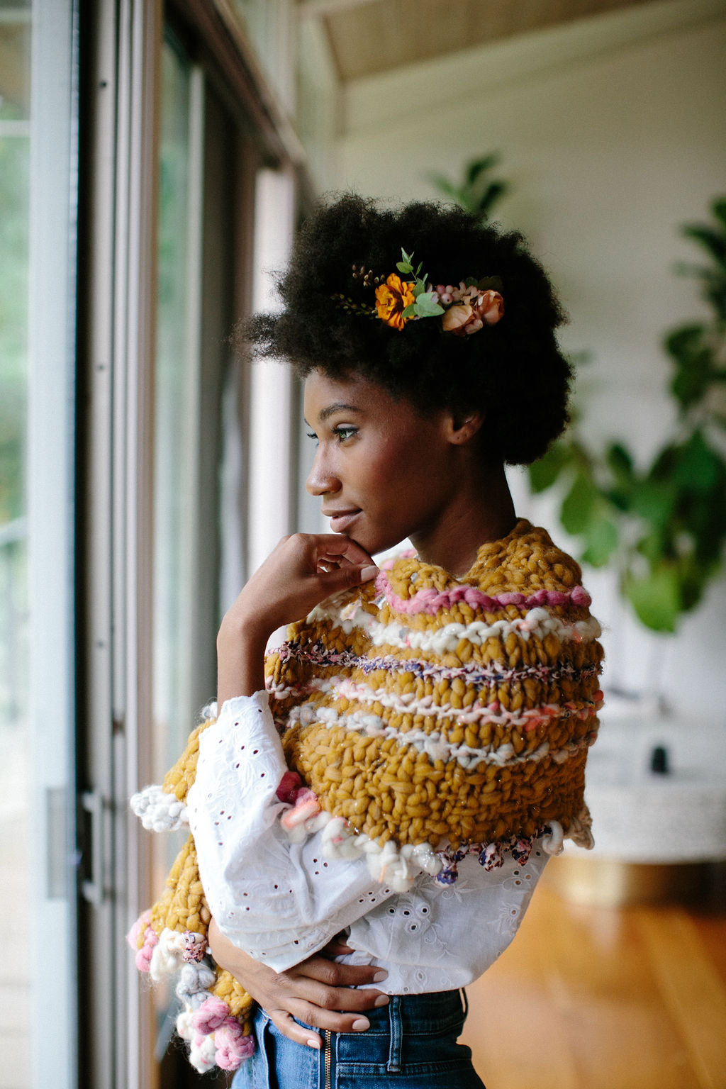 Knit Collage Bonfire Crescent Shawl Pattern