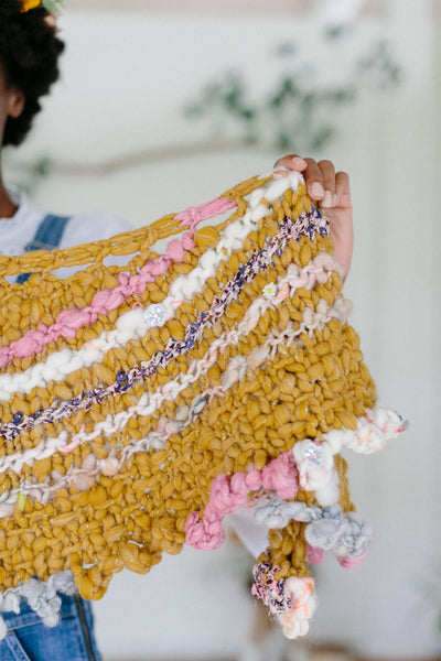 Knit Collage Bonfire Crescent Shawl Pattern