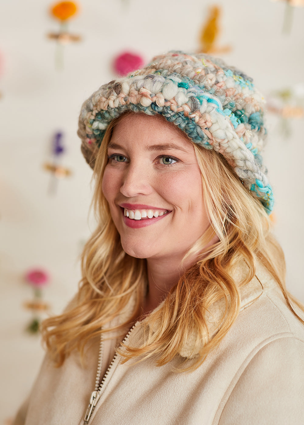 Knit Collage Fall Bouquet Bucket Hat Pattern