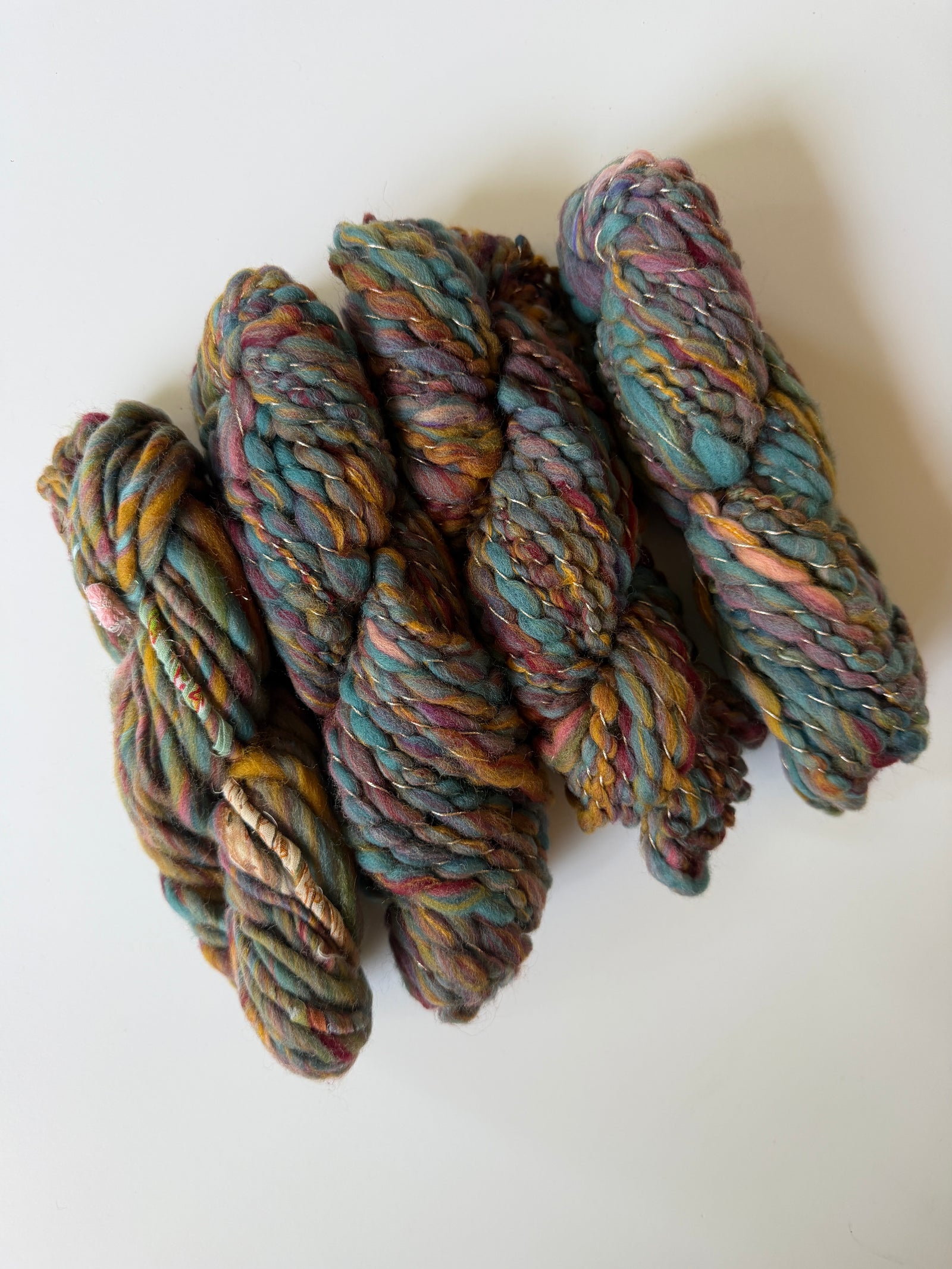 SOLD Mustard/Green Sample Skein Bundle ~ 4 Mini Skeins
