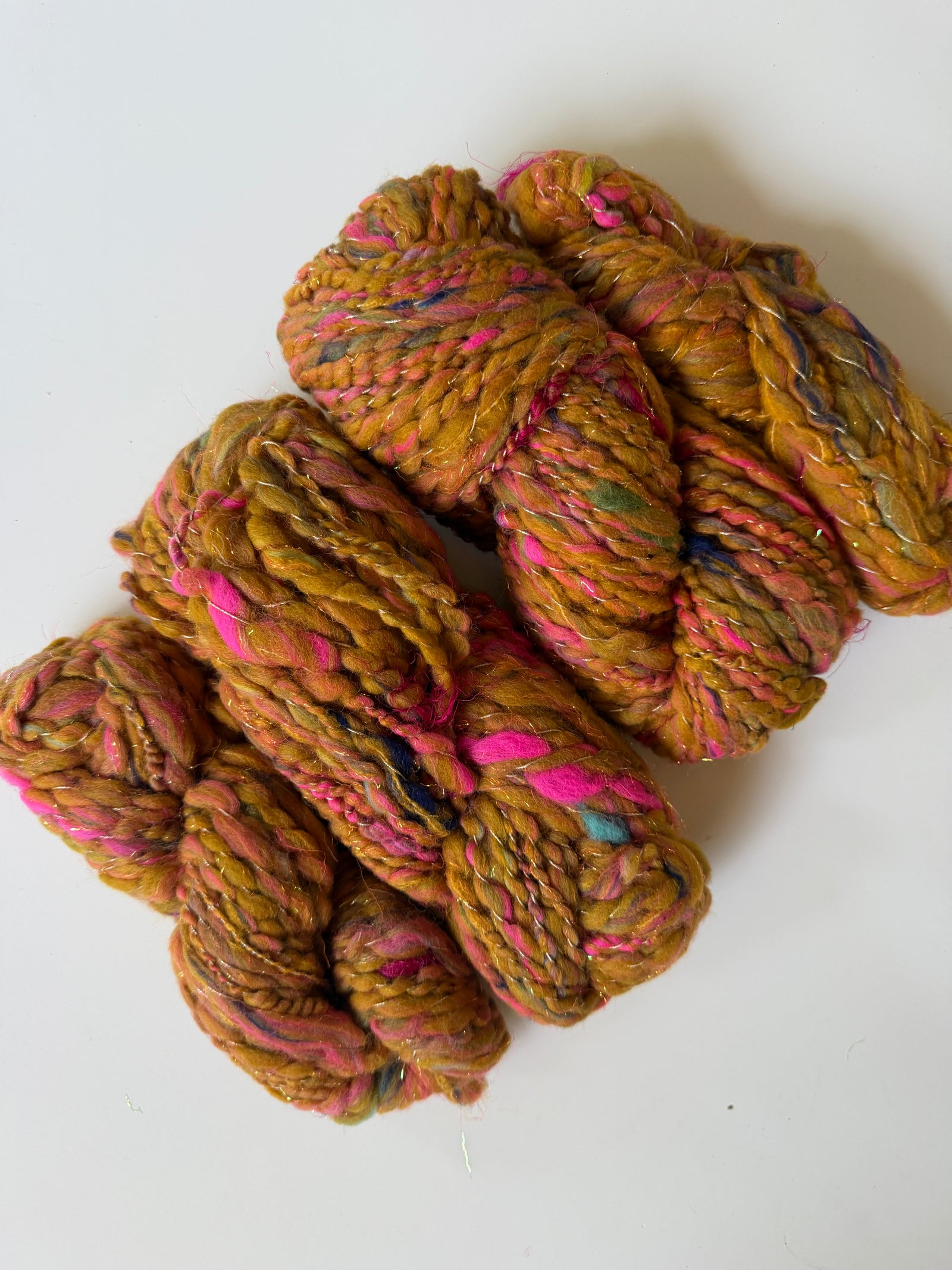 SOLD Mustard/Pink Sample Skein Bundle ~ 4 Mini Skeins