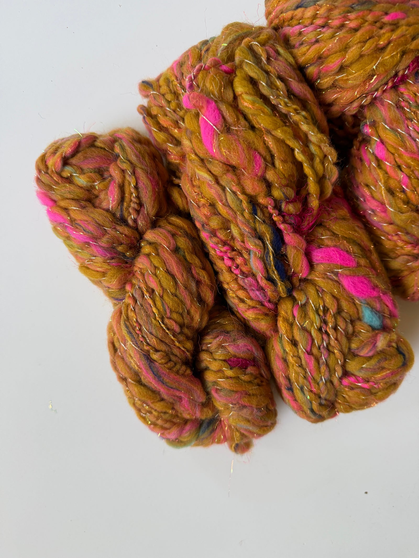 SOLD Mustard/Pink Sample Skein Bundle ~ 4 Mini Skeins