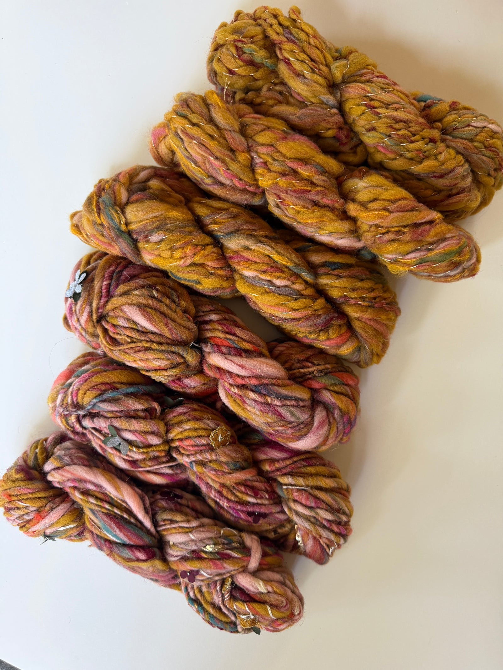 SOLD Mustard/Rose Pink Sample Skein Bundle ~ 6 Mini Skeins