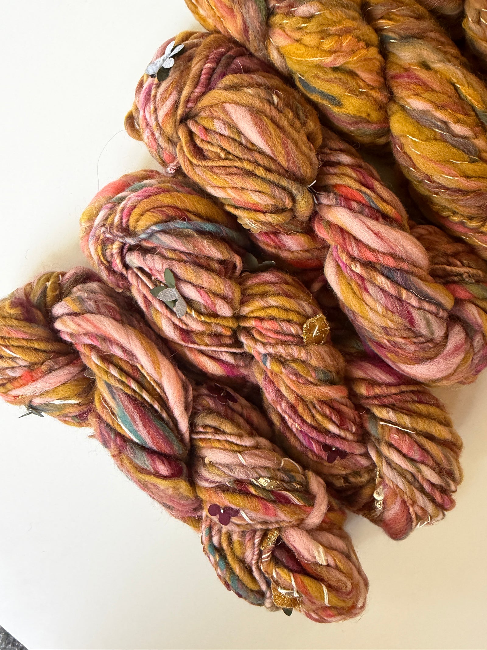SOLD Mustard/Rose Pink Sample Skein Bundle ~ 6 Mini Skeins