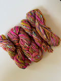 SOLD Neon Pink/Mustard Sample Skein Bundle ~ 4 Mini Skeins