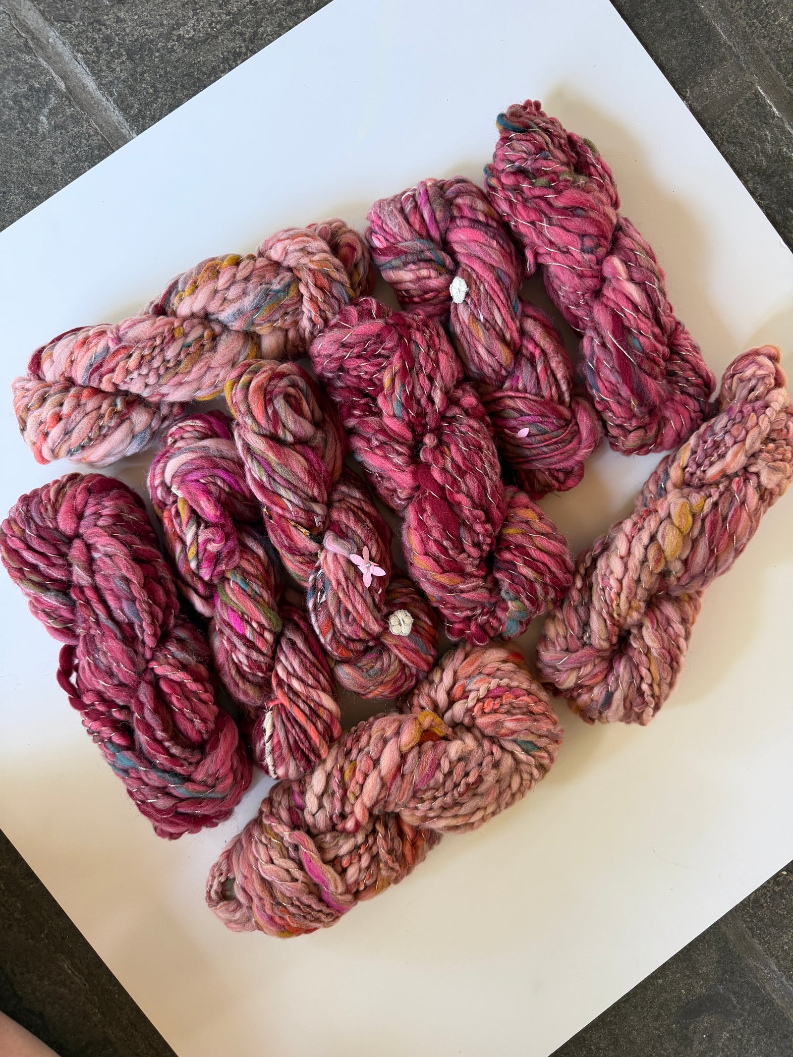 SOLD Maroon/Rose Sample Skein Bundle ~ 9 Mini Skeins