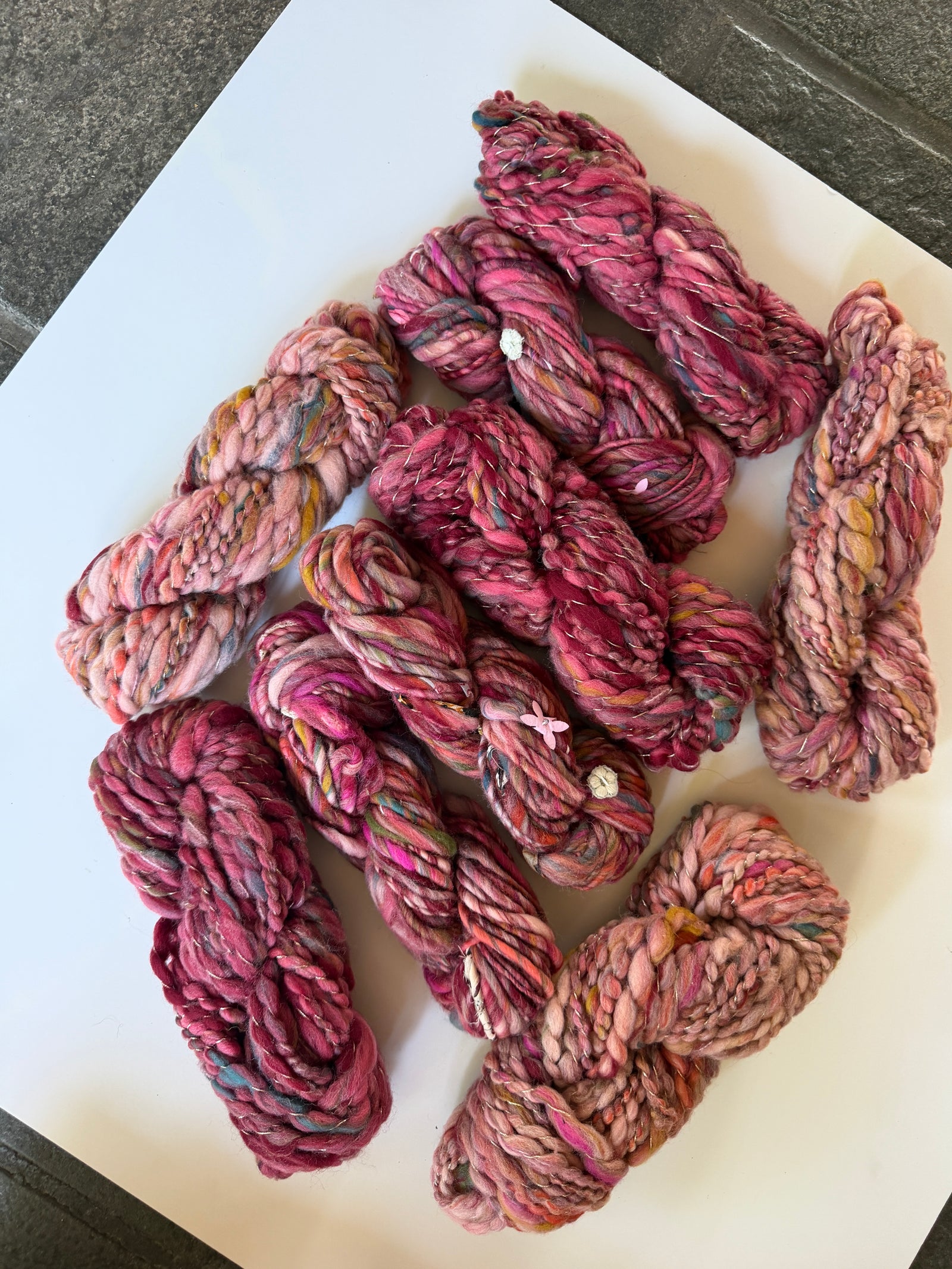 SOLD Maroon/Rose Sample Skein Bundle ~ 9 Mini Skeins