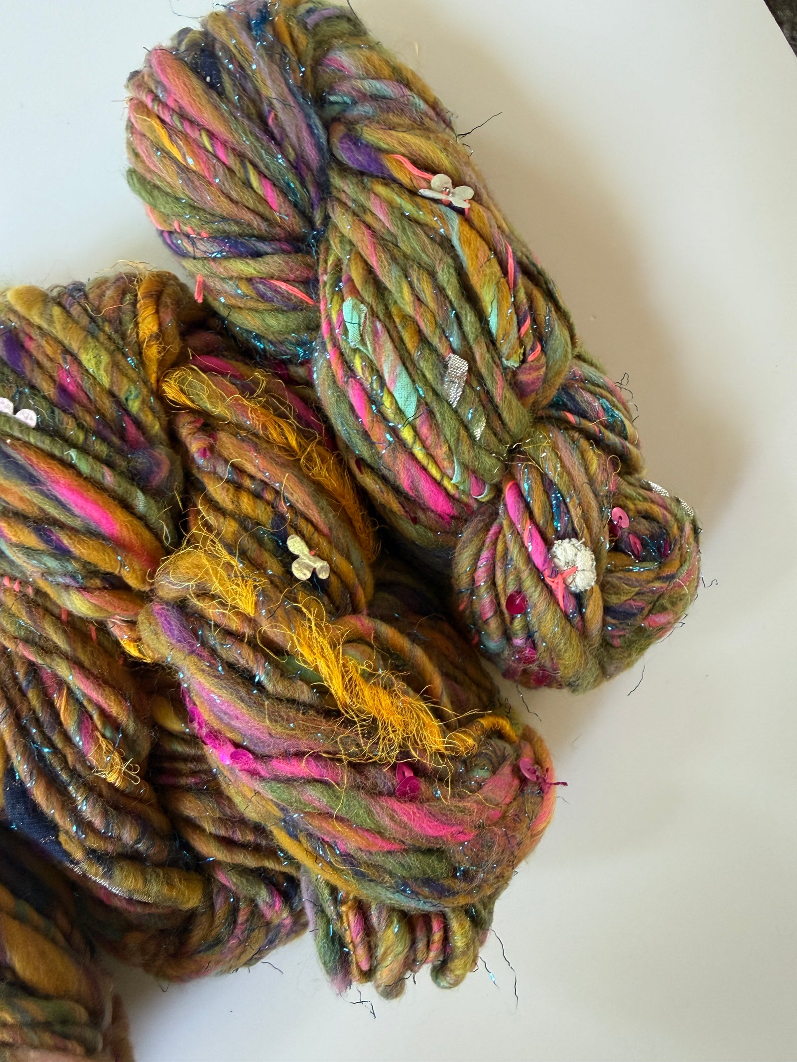 SOLD Mustard/Green Sample Skein Bundle ~ 5 Mini Skeins