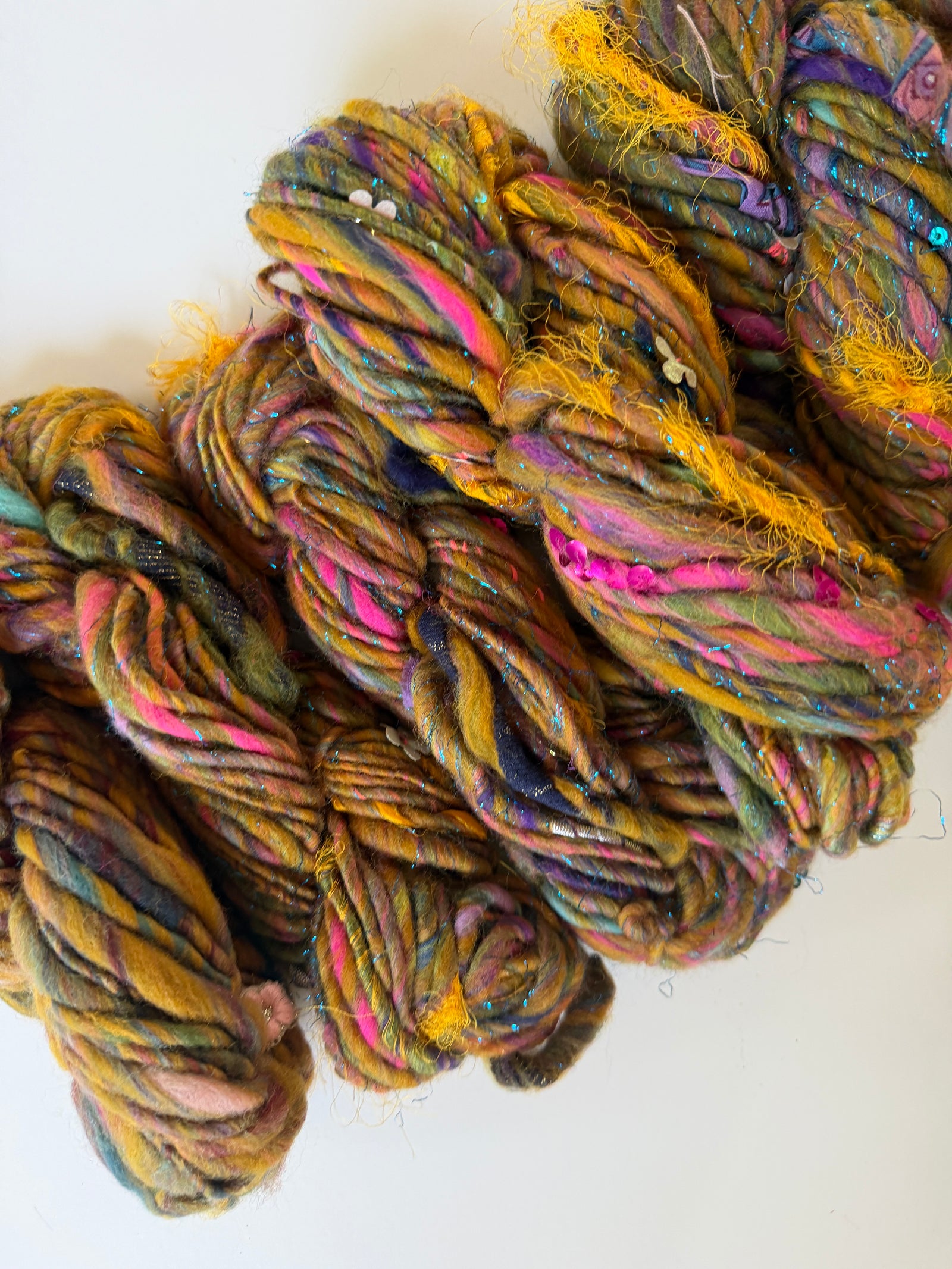 SOLD Mustard/Green Sample Skein Bundle ~ 5 Mini Skeins