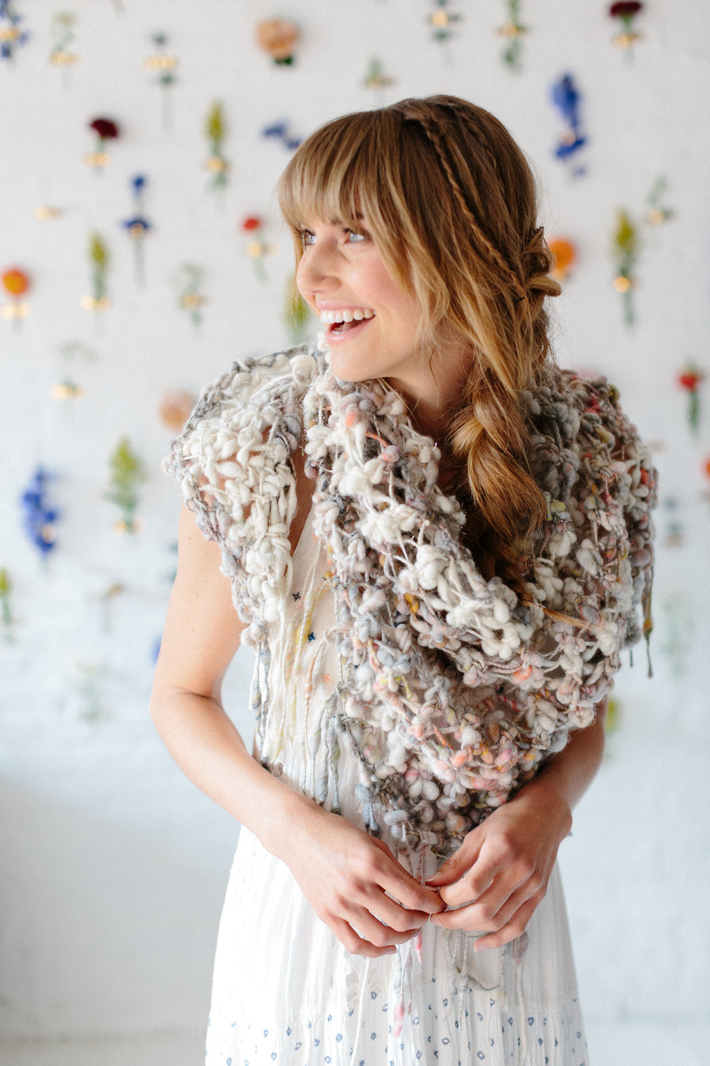 Color Dipped Twinkle Shawl ~ Amulet / Coconut Sparkle Sample 91