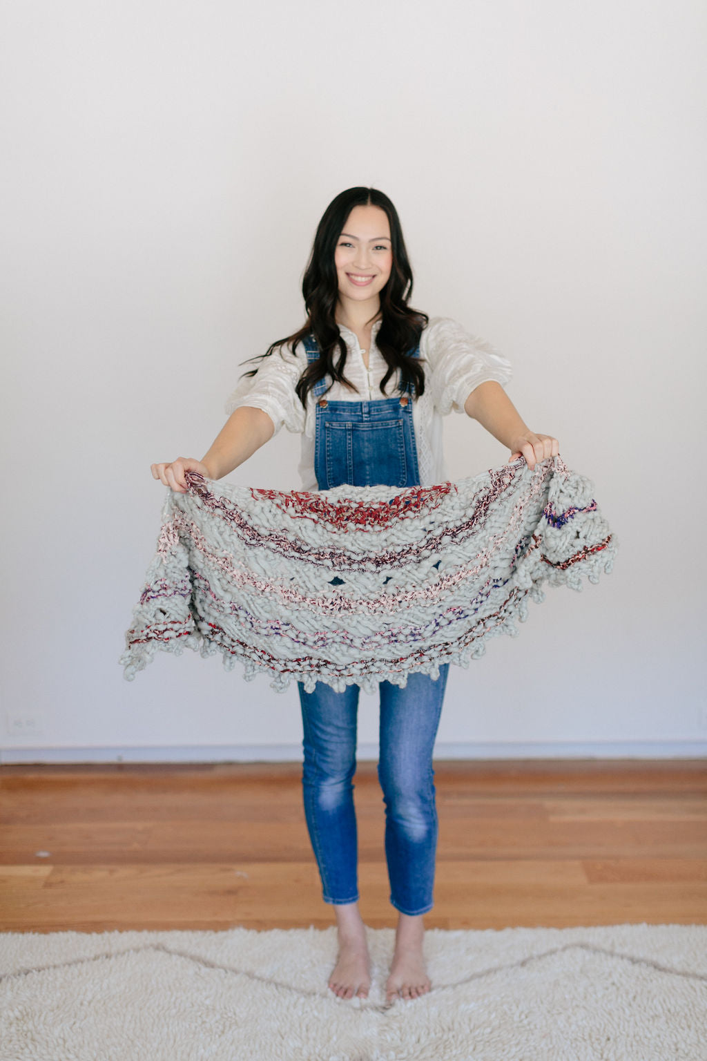 Constellation Shawl ~ Fog Heather / Blush Happy Sample 94