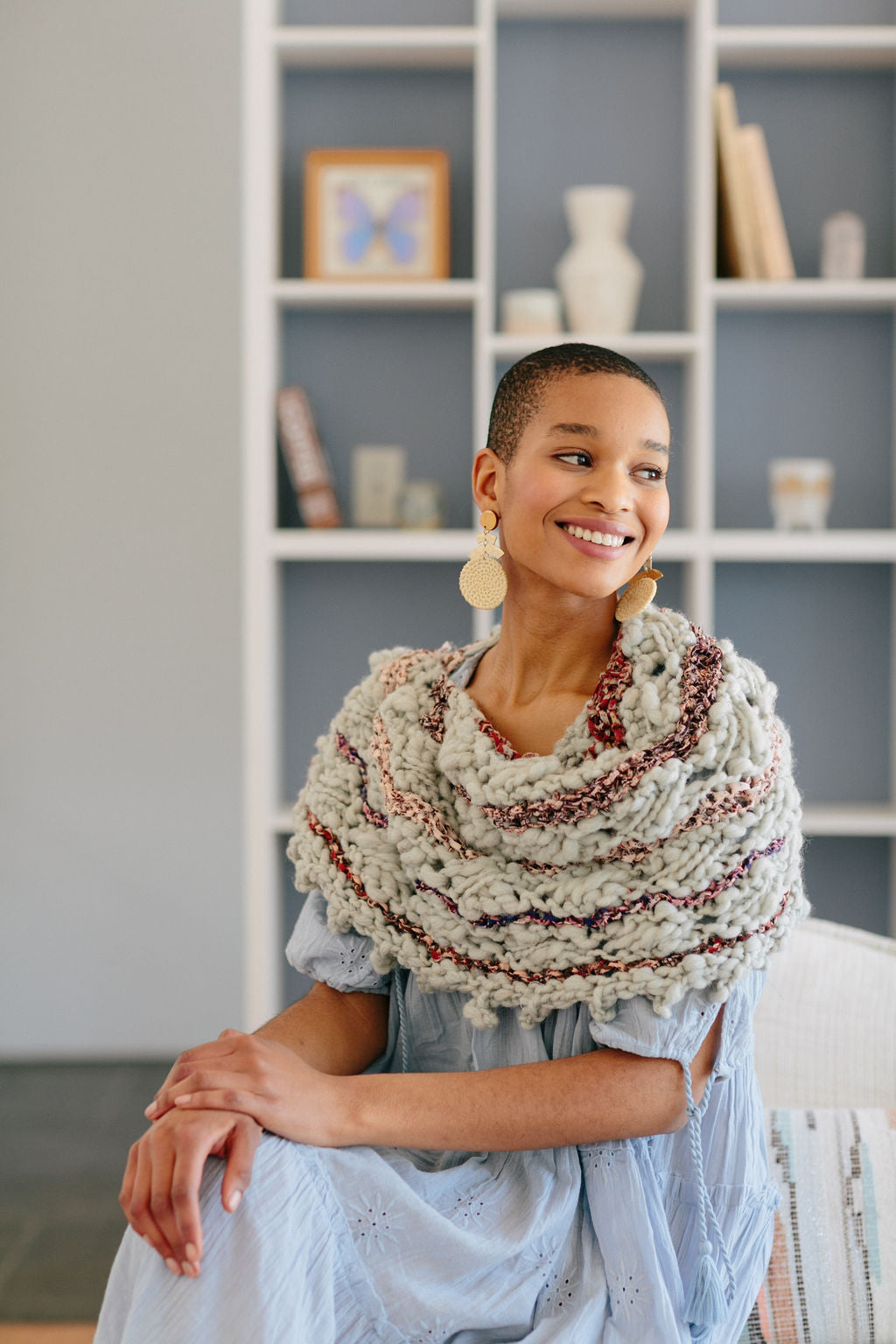 Constellation Shawl ~ Fog Heather / Blush Happy Sample 94