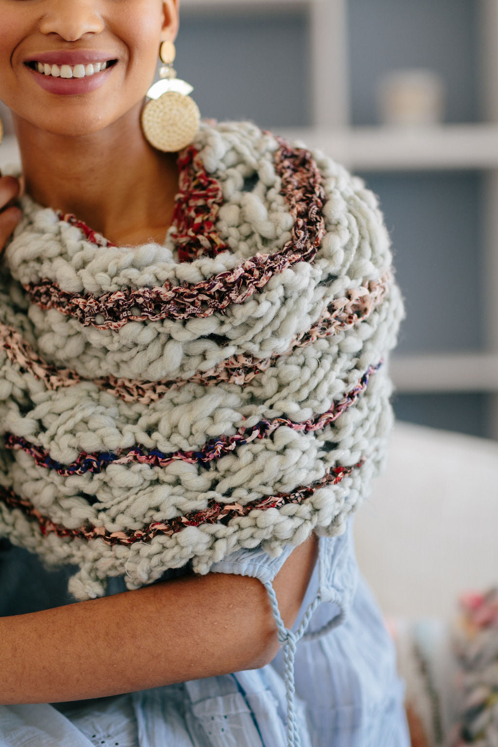 Constellation Shawl ~ Fog Heather / Blush Happy Sample 94