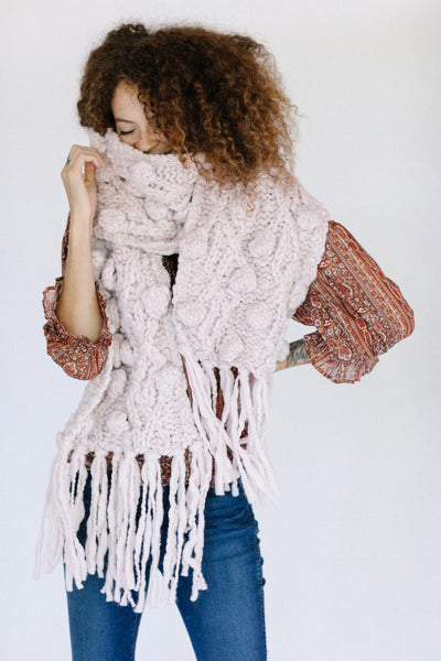 Knit Collage Cozy Happy Bobble Scarf Pattern