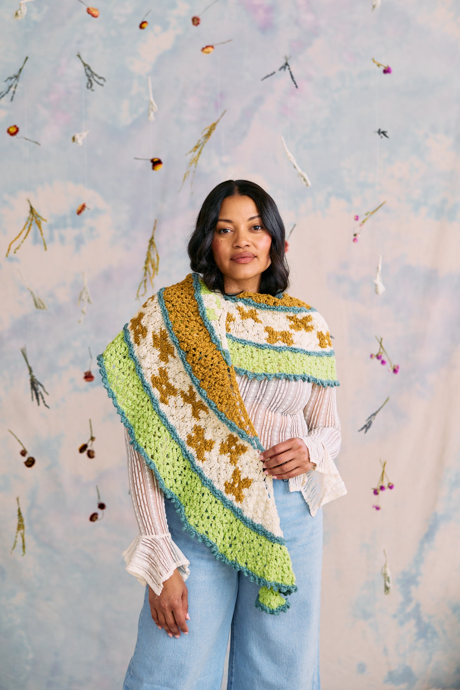 Dew Drop Crescent Shawl Pattern