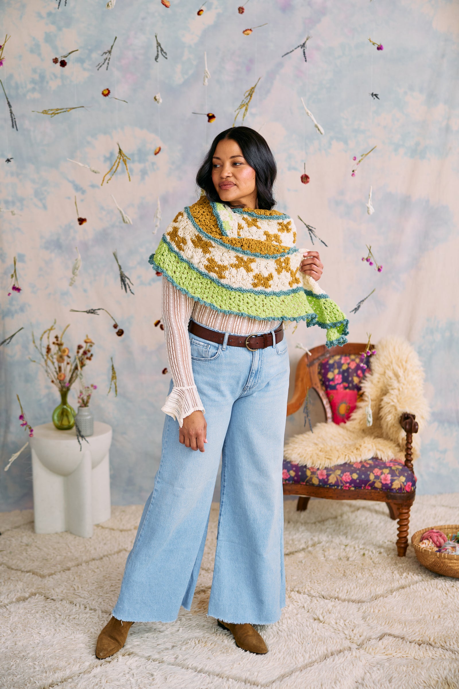 Dew Drop Crescent Shawl Pattern