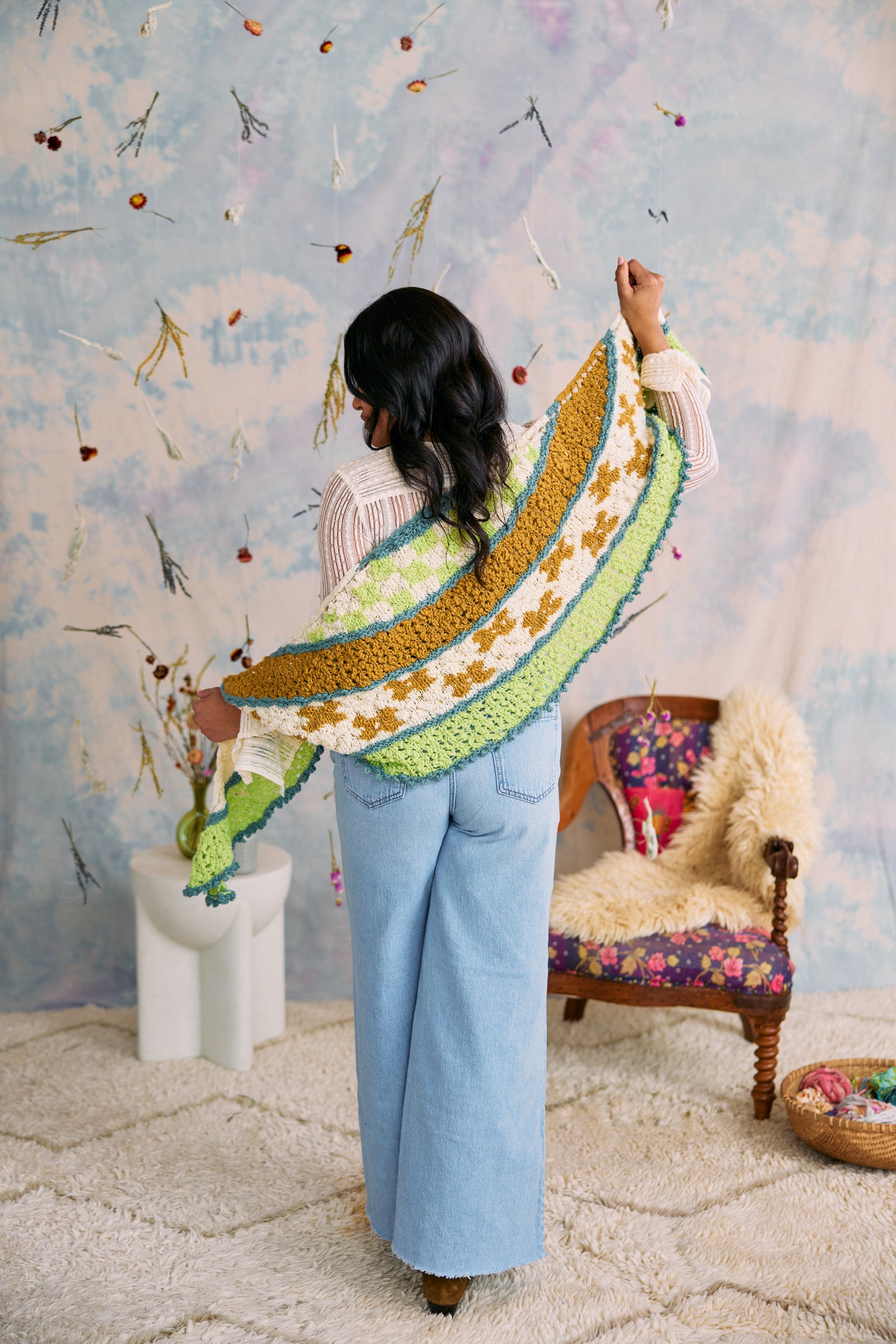 Dew Drop Crescent Shawl Pattern
