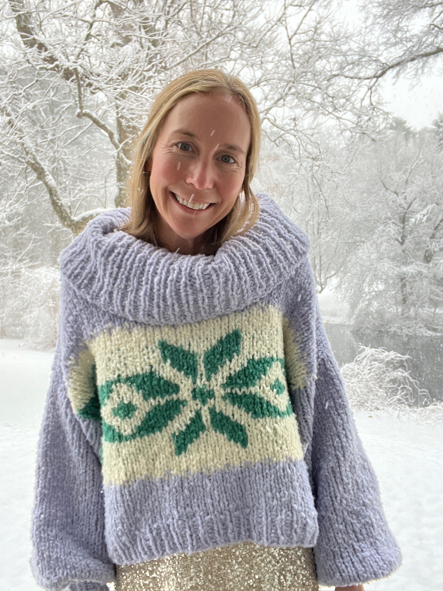 Enchanted Forest Sweater ~ Periwinkle / Ice Green Sample 35