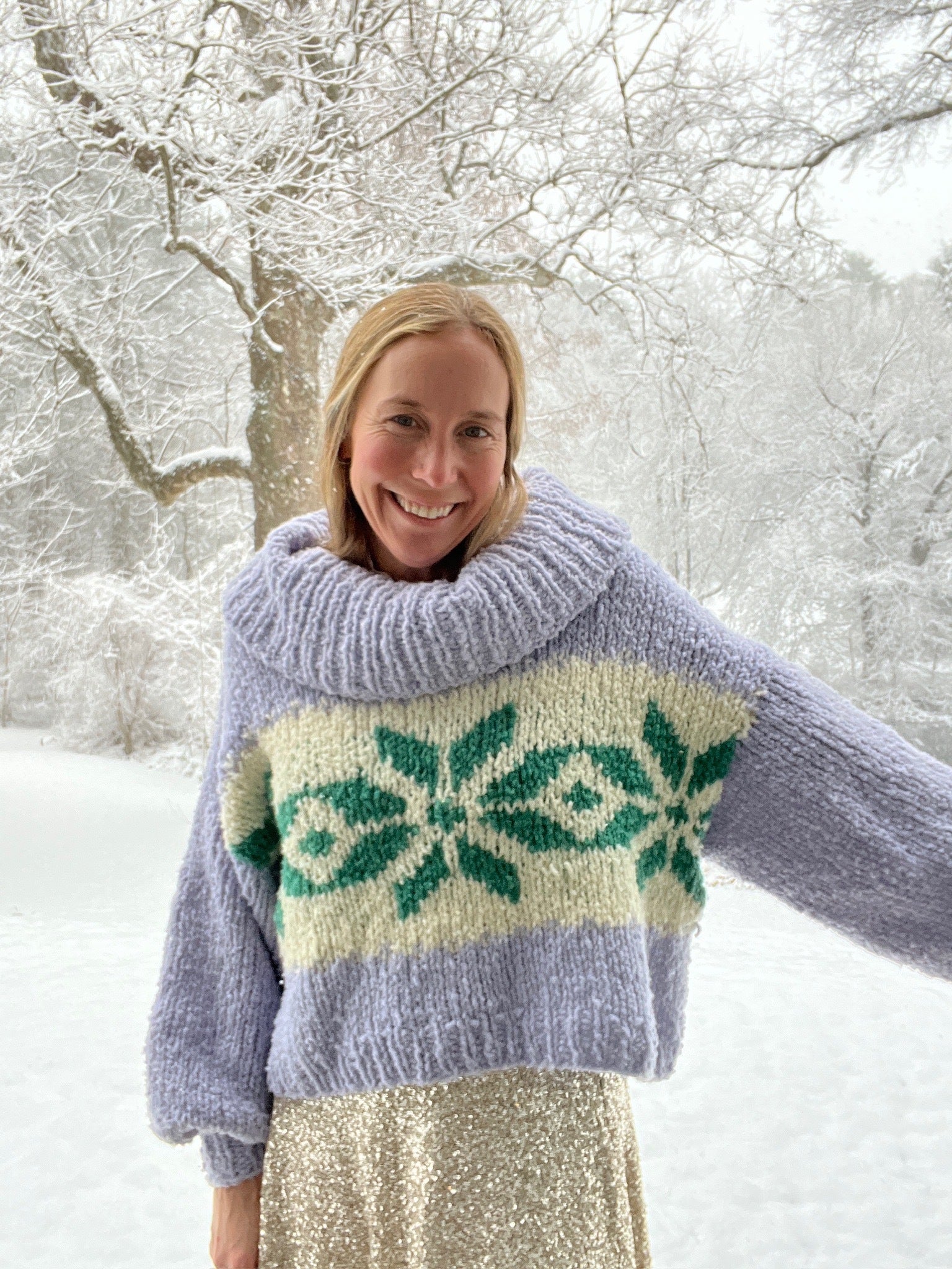 Enchanted Forest Sweater ~ Periwinkle / Ice Green Sample 35