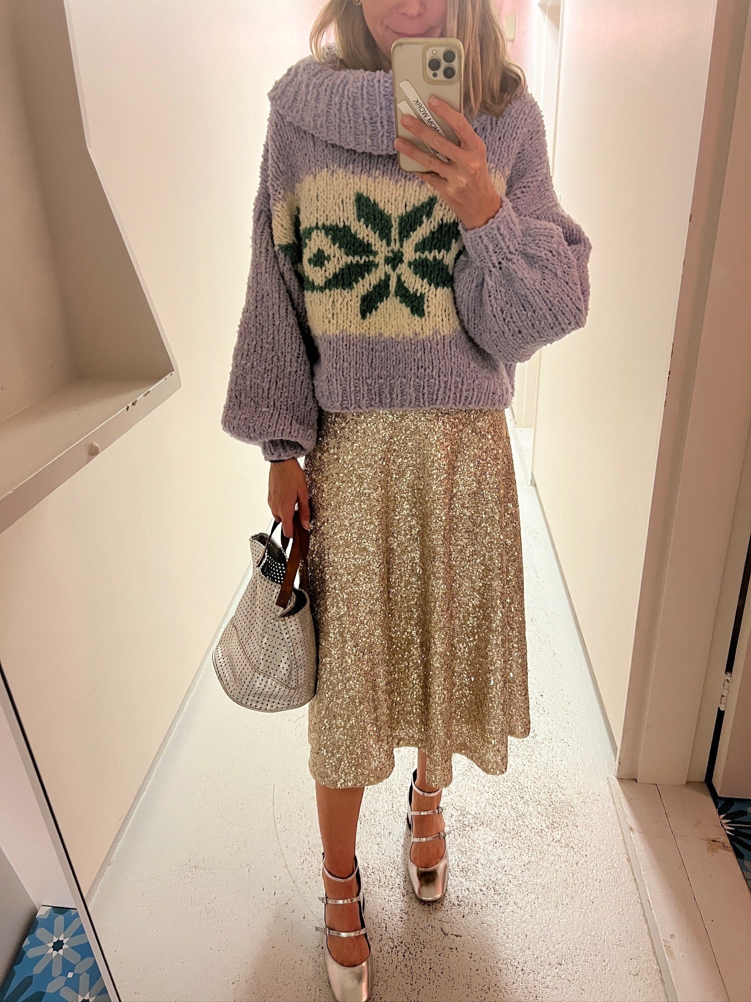 Enchanted Forest Sweater ~ Periwinkle / Ice Green Sample 35