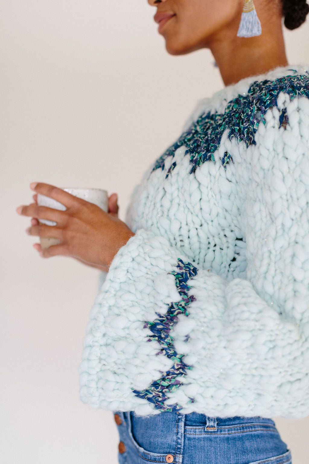 Exhale Sweater ~ Minty / Cornflower Sample 13