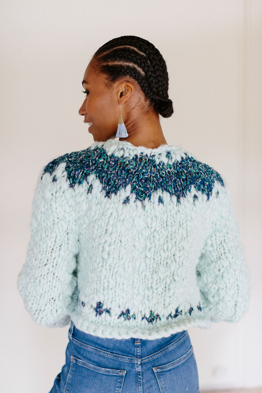 Exhale Sweater ~ Minty / Cornflower Sample 13