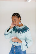 Exhale Sweater ~ Minty / Cornflower Sample 13