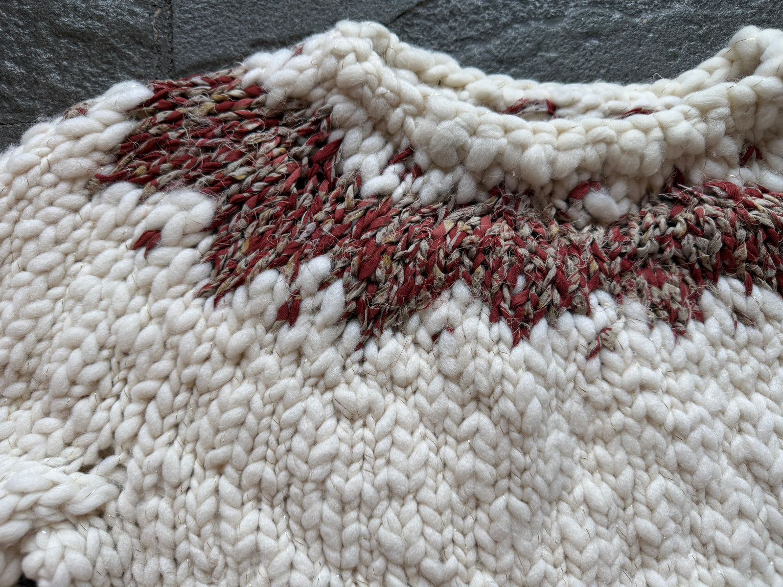 Exhale Sweater ~ French Vanilla / Sierra Redwood Sample 16