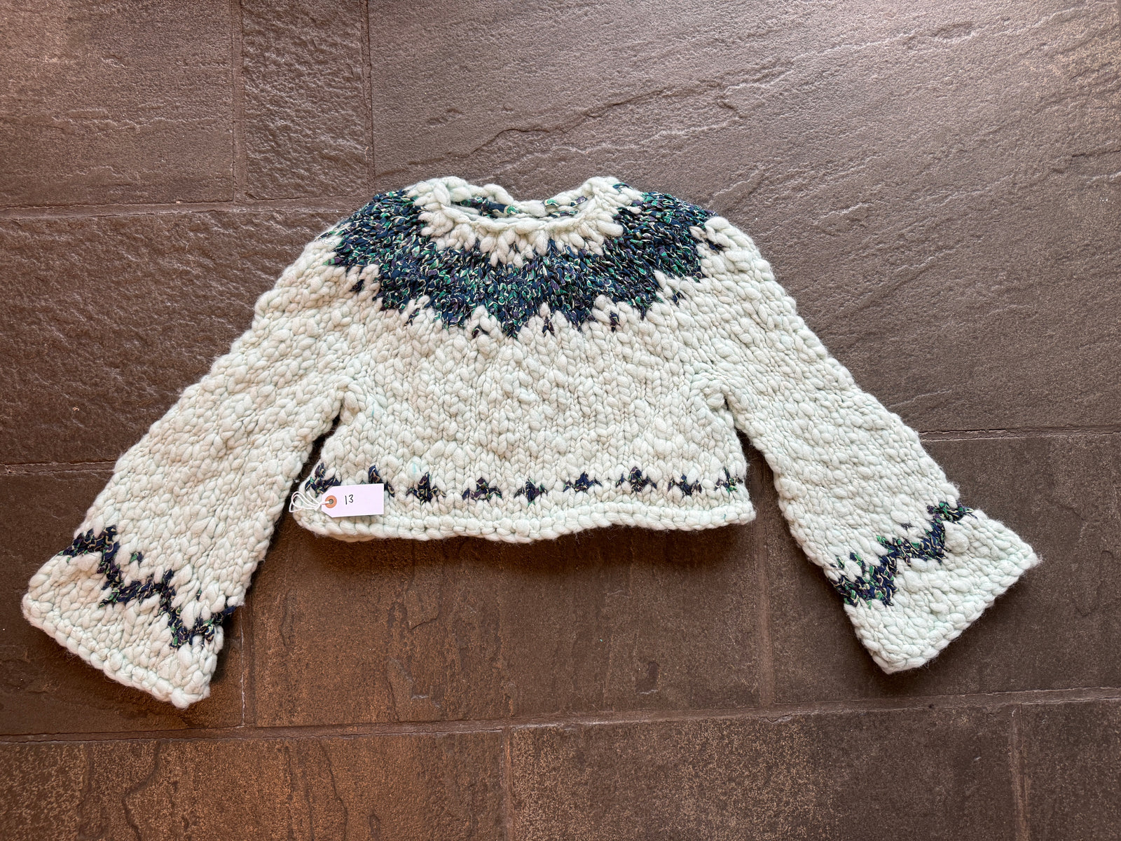 Exhale Sweater ~ Minty / Cornflower Sample 13