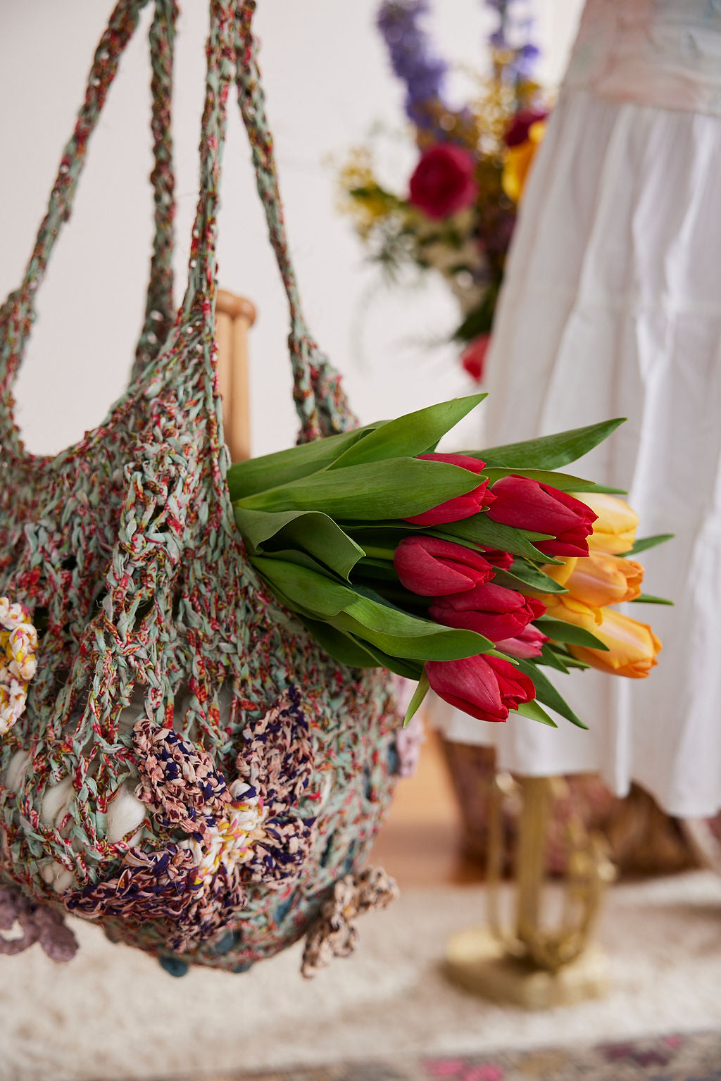 Flower Power Market Bag ~ Sage Green Sample 70