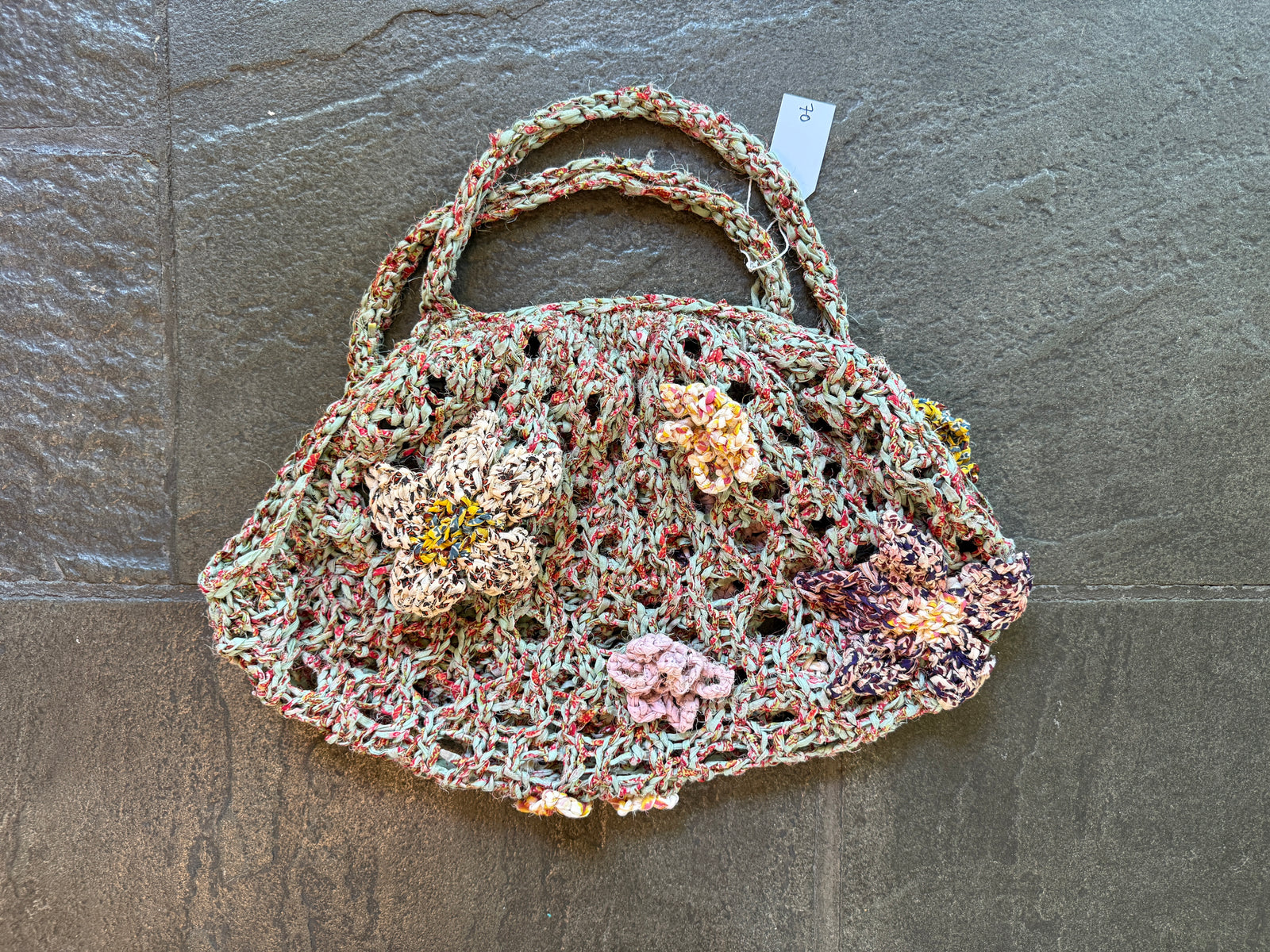 Flower Power Market Bag ~ Sage Green Sample 70