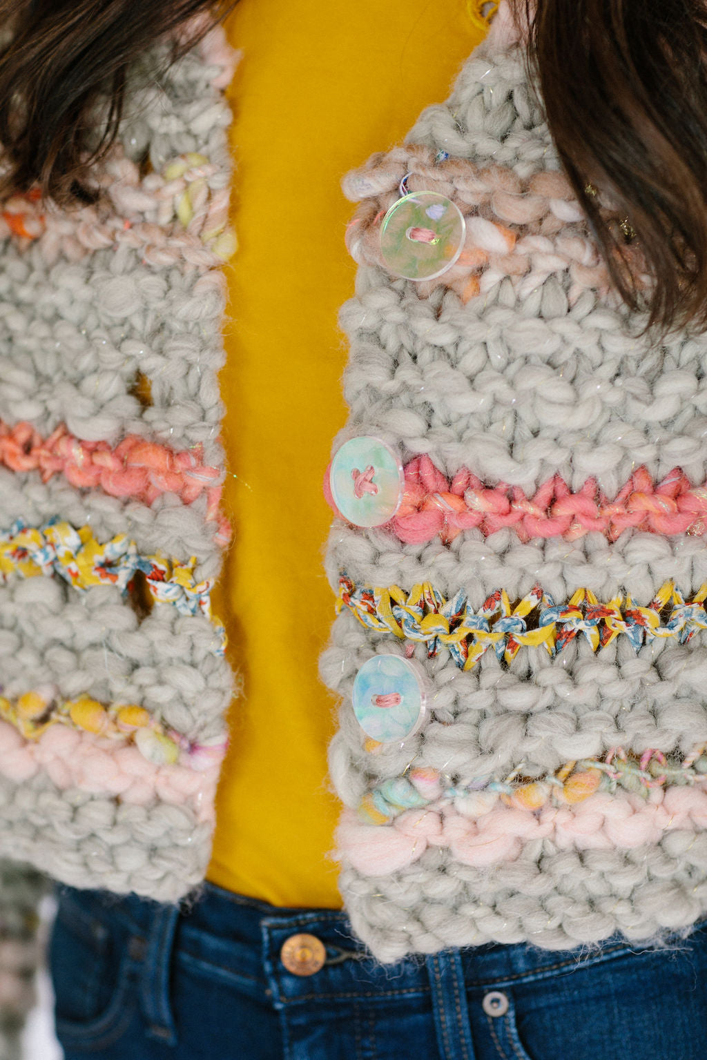 Iridescent Buttons – Knit Collage