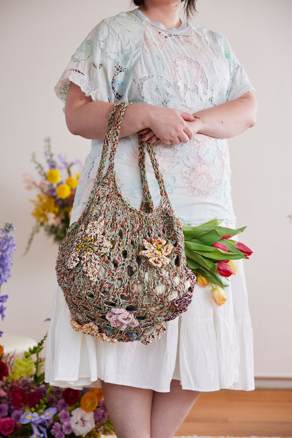 Flower Power Market Bag – Knit Collage