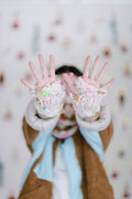 Flower Power Moto Mitts Knit Collage Pattern