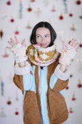 Flower Power Moto Mitts Knit Collage Pattern