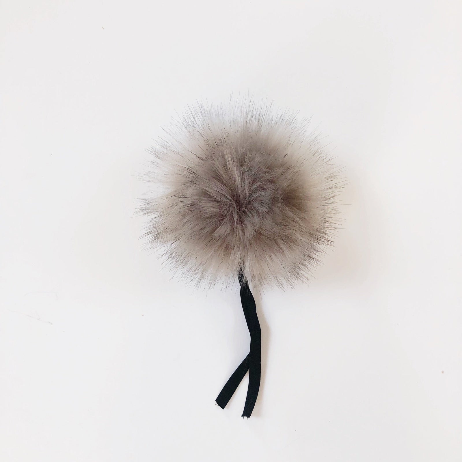 Knit Collage Faux Fur Pom Poms Fox Steel Grey