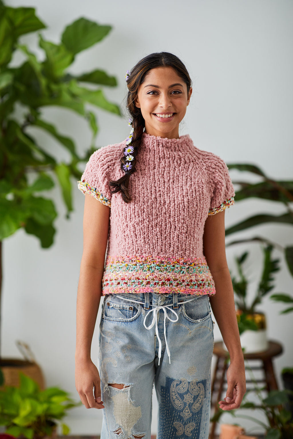 Gumdrop Sweater Short Sleeve ~ Peony / High Vibes Sample 34