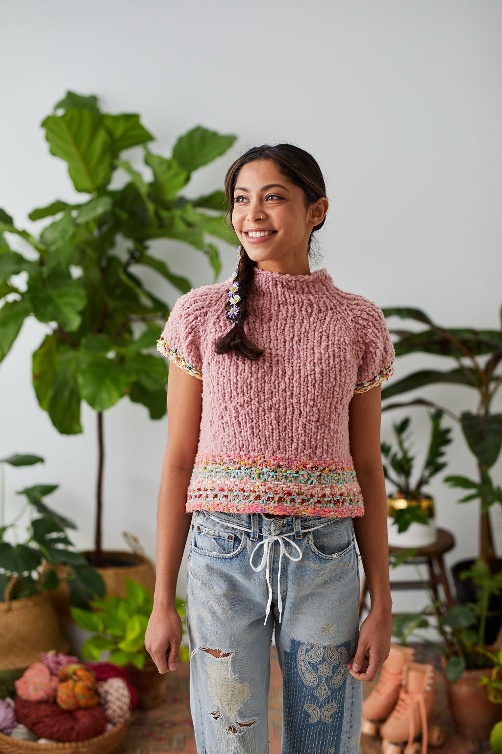 Gumdrop Sweater Short Sleeve ~ Peony / High Vibes Sample 34