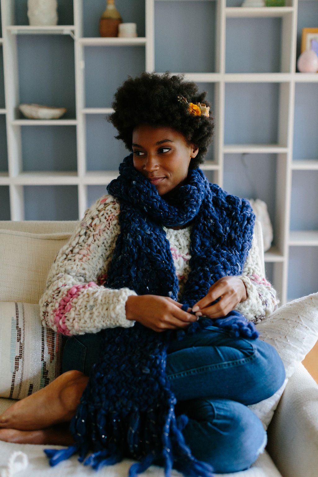 Knit Collage Herringbone Lace Cowl and Scarf Patterns